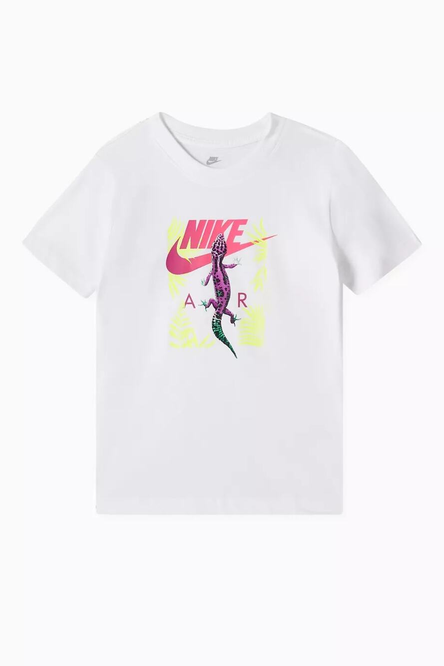 Nike White The Nike Tee Cotton Gecko Logo T-shirt Youth Small (8)